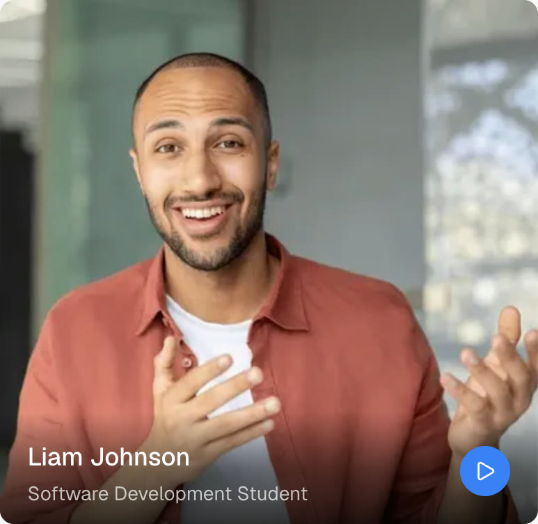 Video testimonial from Liam Johnson, Software Development Student